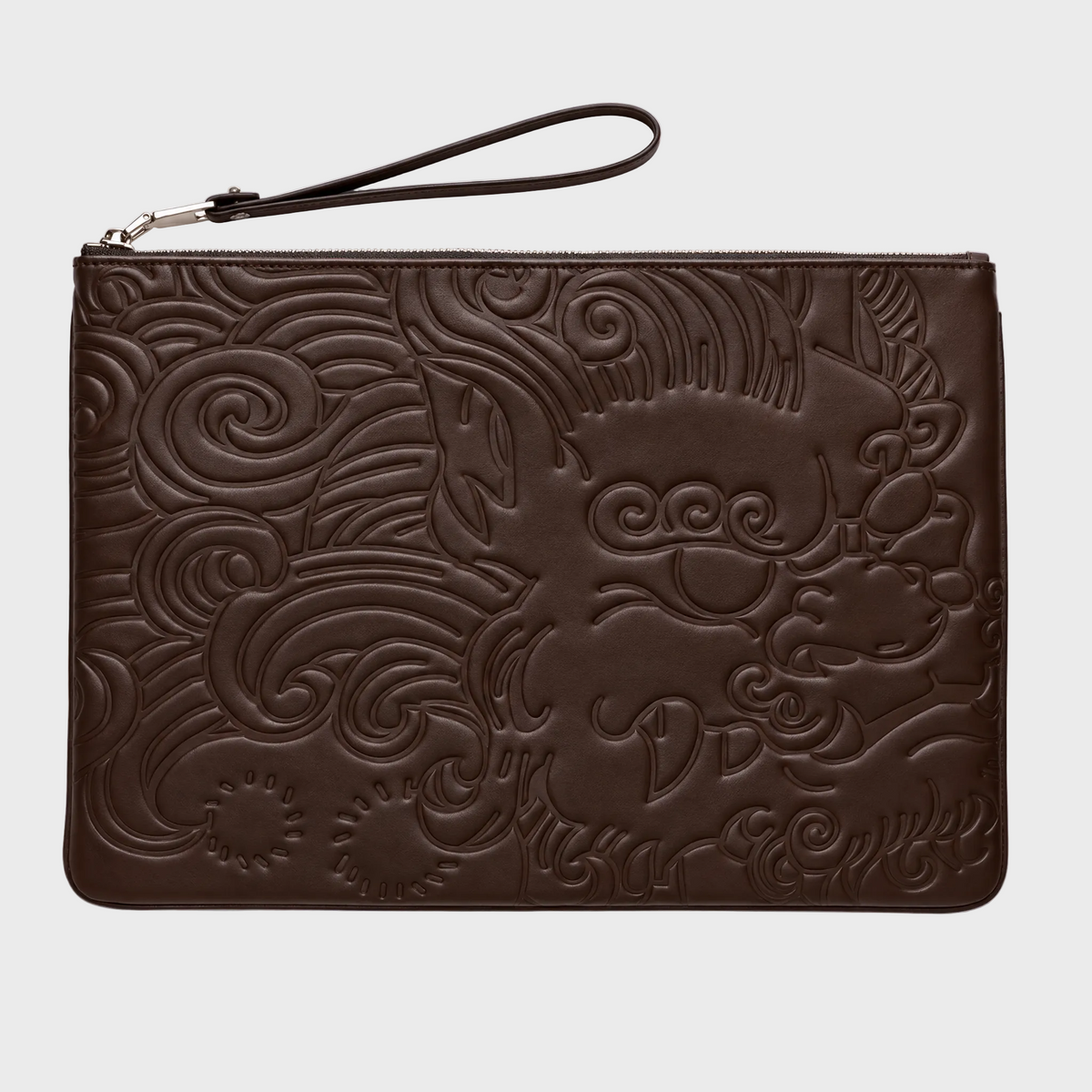 LEATHER POUCH GM BROWN