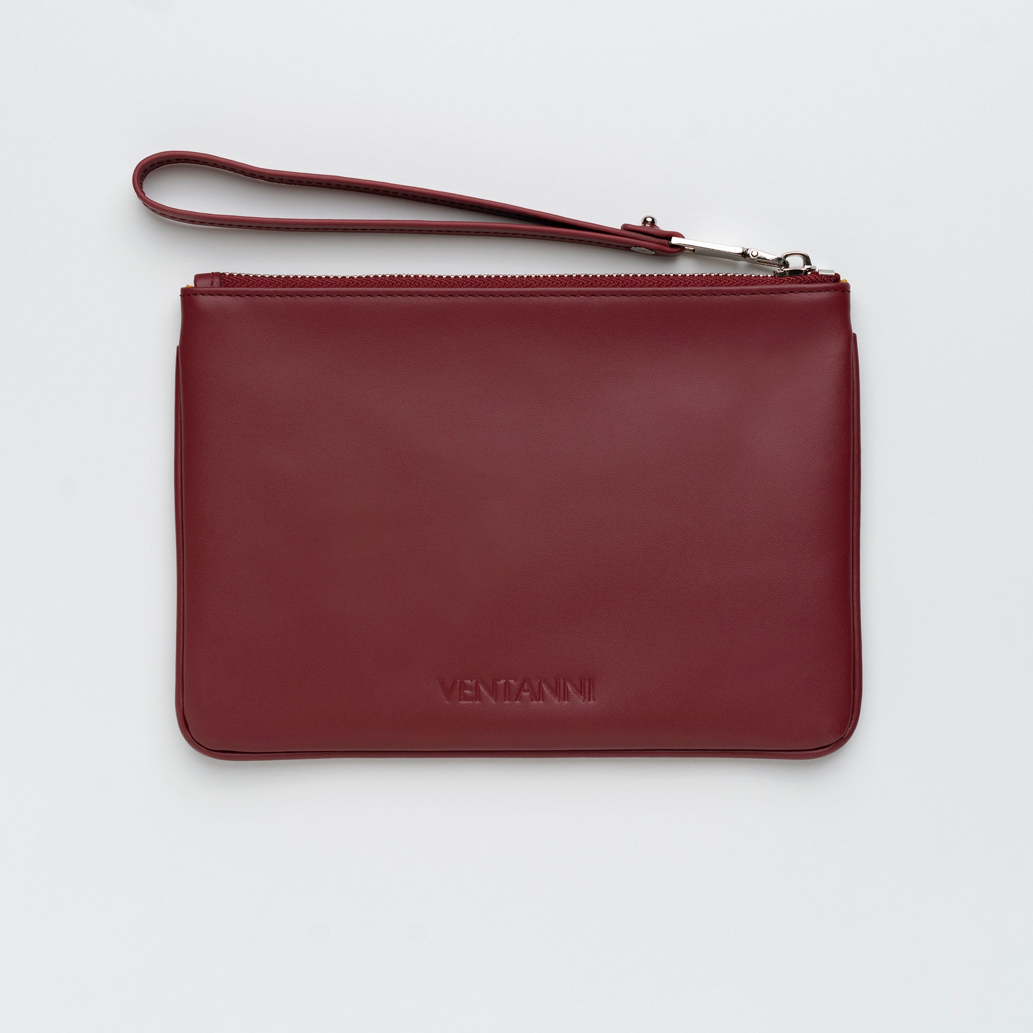 LEATHER POUCH PM BURGUNDY - Ventanni