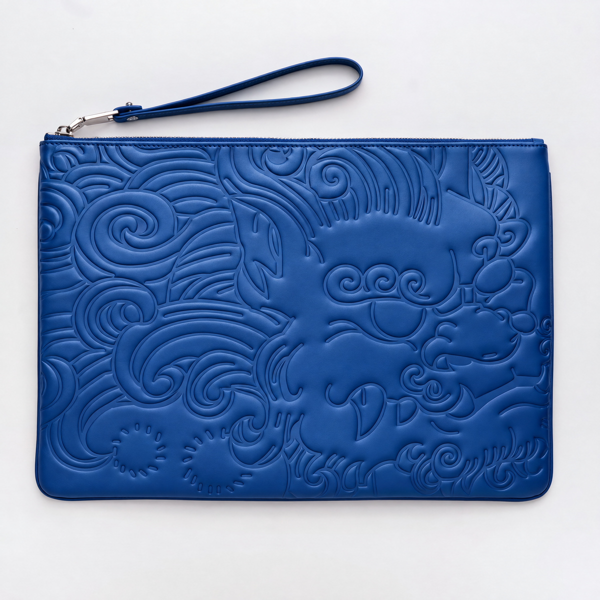 LEATHER POUCH GM ROYAL BLUE